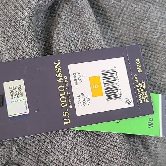 *NWT* U.S. POLO ASSN. Men's Gray Long Sleeve Shirt w/Blue Logo, size Small - Picture 7 of 8